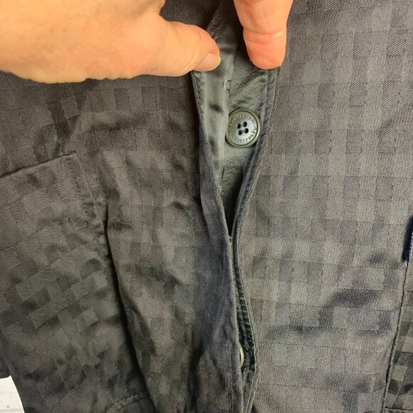 Aquascutum Vintage 80s Short Trench Coat Black Check Mid Mac Jacket - Picture 4 of 16